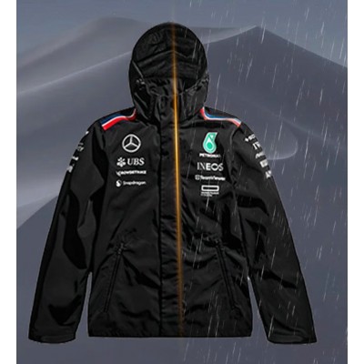 2025 Veste coupe-vent Mercedes-Benz AMG Petronas F1 pour homme
