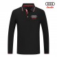 2022 Polo Audi Homme Manche Longue Col Contrasté Coton Piqué Slim Fit