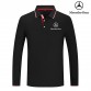 2022 Polo Mercedes Benz Homme Manche Longue Col Contrasté Coton Respirant