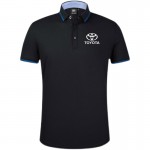 2022 Polo Toyota Homme Coton Col Contrasté Col Boutonné Poignets Cotelés