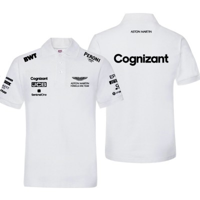 Polo Aston Martin Cognizant F1 Homme Manche Courte Coton Col Boutonné Regular Fit